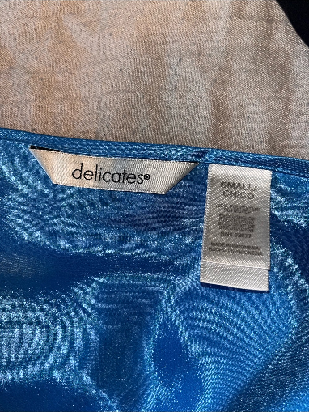 Delicates Brand Satin Blue Mini Dress, Size Small